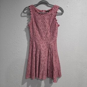 Jodi Kristopher Pink Lace Mini Dress